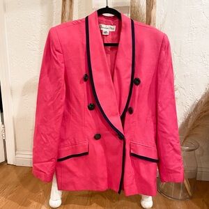 Christian Dior Vintage Blazer in Pink and Navy Size 14
